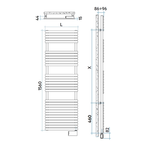 Immagine di Irsap ELLIPSIS_30 B ELETTRICO scaldasalviette 30 tubi, 4 intervallo, H.156 L.51 P.4,4 cm, con controllo elettronico Wi-Fi, colore bianco standard finitura lucido Cod.01 HTL051E01IR01NNN