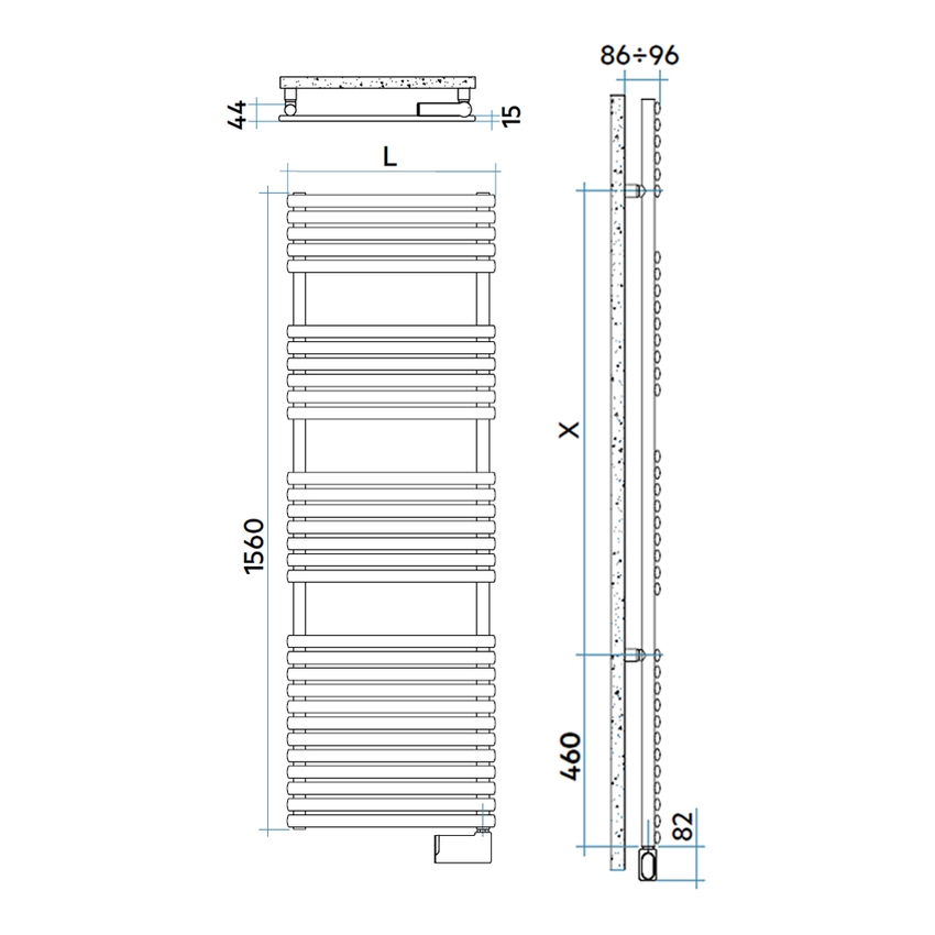 Immagine di Irsap ELLIPSIS_30 B ELETTRICO scaldasalviette 30 tubi, 4 intervallo, H.156 L.51 P.4,4 cm, con controllo elettronico Wi-Fi, colore bianco standard finitura lucido Cod.01 HTL051E01IR01NNN