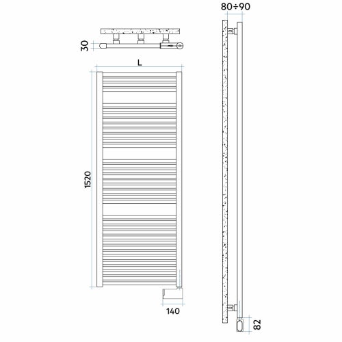 Immagine di Irsap NOVO CROMATO ELETTRICO scaldasalviette 36 tubi H.152 L.60 P.3 cm con modulo bluetooth integrato, finitura cromo Cod.50 NLL060Y50IR01NNN