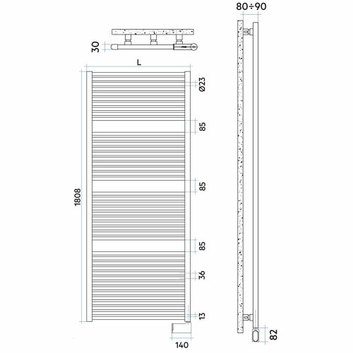 Immagine di Irsap NOVO CROMATO ELETTRICO scaldasalviette 44 tubi H.180,8 L.75 P.3 cm con modulo bluetooth integrato, finitura cromo Cod.50 NLG075Y50IR01NNN