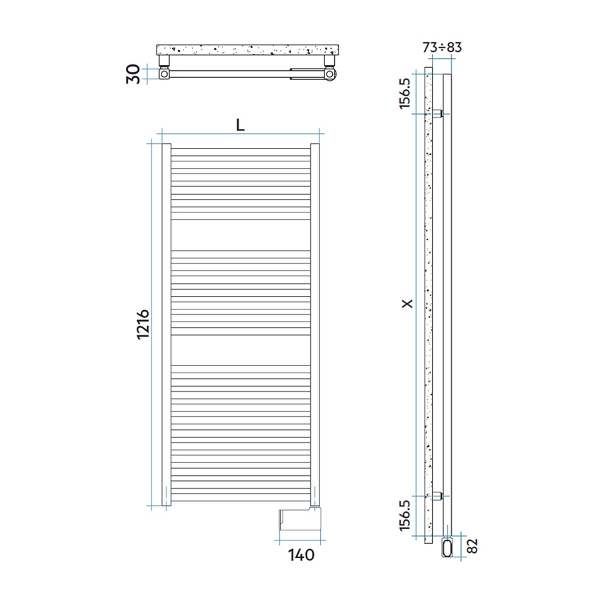 Immagine di Irsap QUADRE' ELETTRICO scaldasalviette 24 tubi, 2 intervallo, H.121,6 L.53 P.3 cm, con modulo bluetooth integrato, colore bianco standard finitura lucido Cod.01 QSM053Y01IR01NNN01