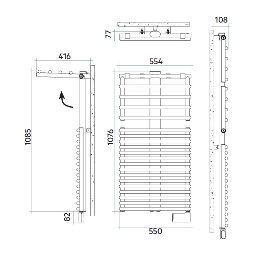 Immagine di Irsap GET UP ELETTRICO scaldasalviette 25 tubi, 2 intervallo, H.149,9 L.55 P.7,7 cm, con modulo bluetooth integrato, colore bianco standard finitura lucido Cod.01 GUL055Y01IR01NNN
