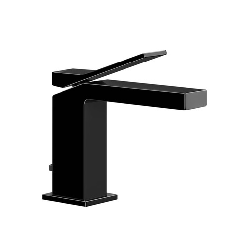 Immagine di Gessi RETTANGOLO K miscelatore lavabo H.15 cm, con scarico e flessibili di collegamento, finitura Black Metal PVD 53001#706
