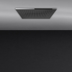 Immagine di Gessi WELLNESS sistema doccia controsoffitto L.50 P.30 cm, con funzione pioggia, da completare con cover estetica, finitura mirror steel 57805#238