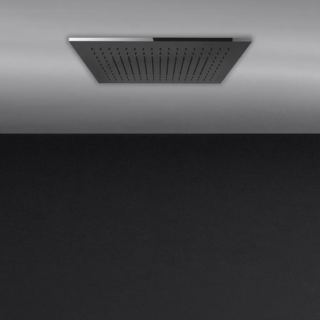 Immagine di Gessi WELLNESS sistema doccia controsoffitto L.50 P.30 cm, con funzione pioggia, da completare con cover estetica, finitura mirror steel 57805#238