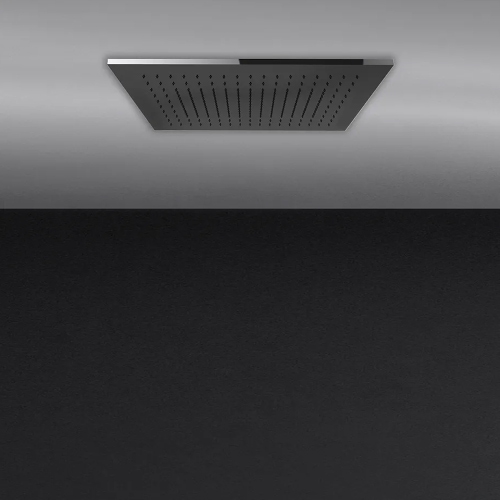 Immagine di Gessi WELLNESS sistema doccia controsoffitto L.50 P.30 cm, con funzione pioggia, da completare con cover estetica, finitura mirror steel 57805#238