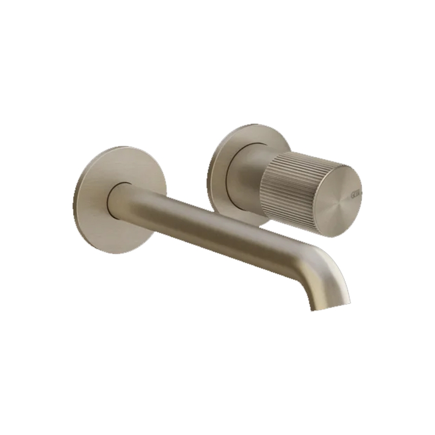 Immagine di Gessi HABITO RIGATO miscelatore P.21 cm per lavabo, incasso a parete, senza corpo incasso, finitura finox brushed nickel 70588#149