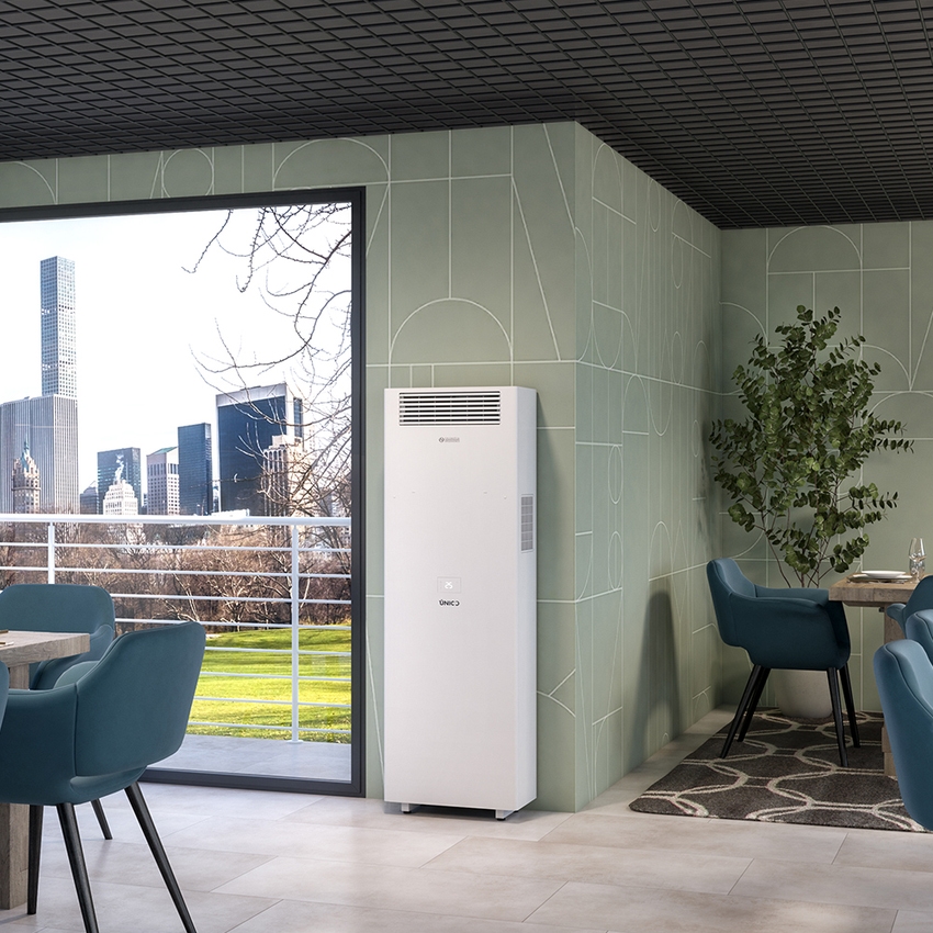 Immagine di Olimpia Splendid Unico Vertical 35 HP EVAN 2.4 kW Climatizzatore inverter senza unità esterna, Wi-Fi integrato 02559
