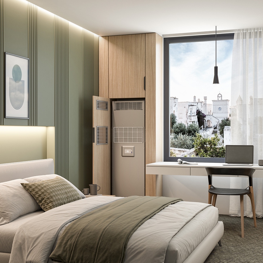 Immagine di Olimpia Splendid Unico Vertical NK 35 HP EVAN 2.4 kW Climatizzatore inverter senza unità esterna, da incasso, Wi-Fi integrato 02557