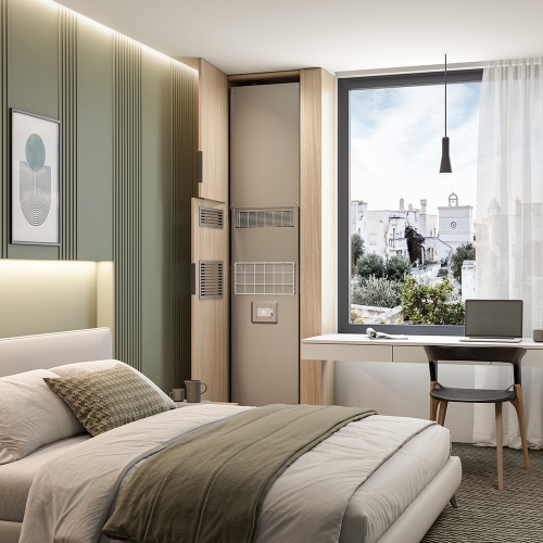 Immagine di Olimpia Splendid Unico Vertical NK 35 HP EVANX 2.4 kW Climatizzatore inverter senza unità esterna, da incasso, con resistenza elettrica da 2 kW, Wi-Fi integrato 02556