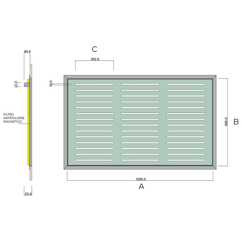 Immagine di Air Control Griglia di ripresa a scomparsa L.100 H.40 cm, verniciabile GRS6-1000X400