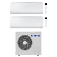 Immagine di Samsung CEBU S2 Climatizzatore a parete dual split inverter Wi-Fi bianco | unità esterna R32 8 kW unità interne 7000+7000 BTU AJ080TXJ4KG/EU+AR50F[07|07]C1AHNEU