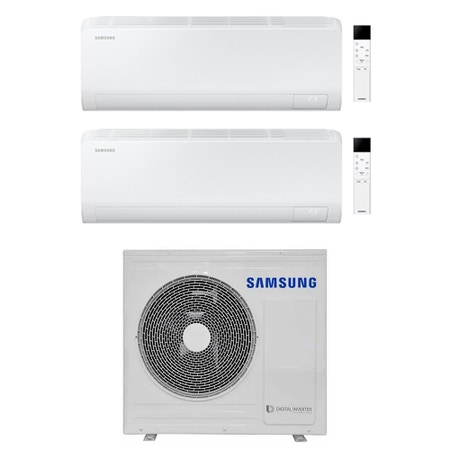 Immagine di Samsung CEBU S2 Climatizzatore a parete dual split inverter Wi-Fi bianco | unità esterna R32 6.8 kW unità interne 7000+7000 BTU AJ068TXJ3KG/EU+AR50F[07|07]C1AHNEU