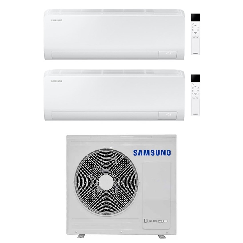 Immagine di Samsung CEBU S2 Climatizzatore a parete dual split inverter Wi-Fi bianco | unità esterna R32 8 kW unità interne 7000+7000 BTU AJ080TXJ4KG/EU+AR50F[07|07]C1AHNEU