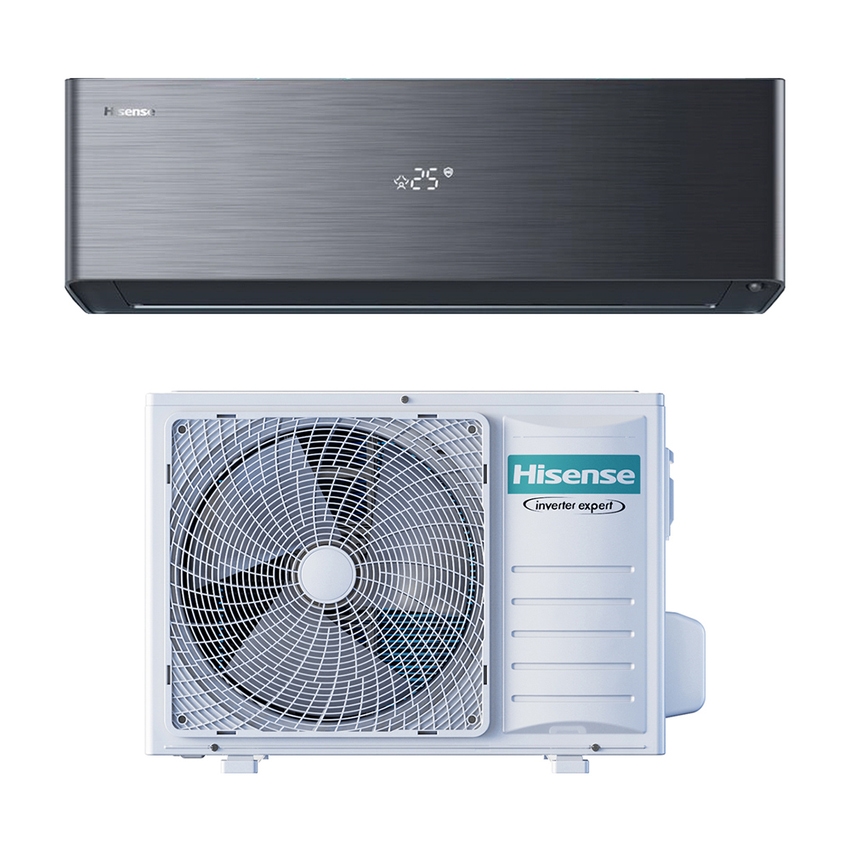 Immagine di Hisense ENERGY PRO X Climatizzatore a parete monosplit inverter Wi-Fi nero | unità esterna 2.5 kW unità interna 9000 BTU QH25XV4BG+AS25XV04W