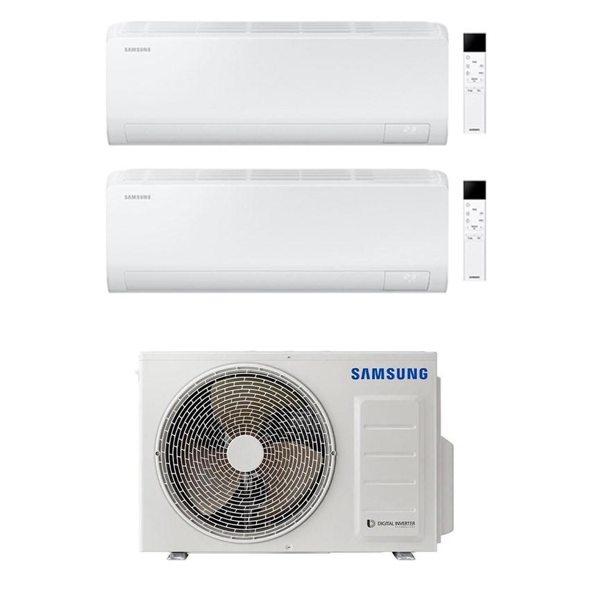 Immagine di Samsung CEBU S2 Climatizzatore a parete dual split inverter Wi-Fi bianco | unità esterna R32 5 kW unità interne 7000+7000 BTU AJ050TXJ2KG/EU+AR50F[07|07]C1AHNEU