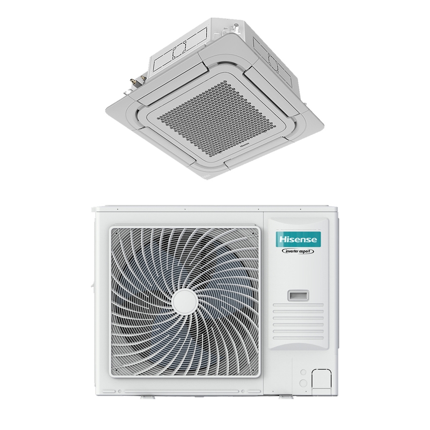 Immagine di Hisense ACT-CC8 Climatizzatore a cassetta 90x90 cm monosplit inverter Wi-Fi optional | unità esterna 16 kW unità interna 55000 BTU | griglia e comando remoto AUC175UR4RKC8+AUW175U6RW8