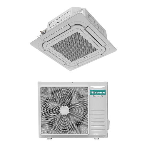 Immagine di Hisense ACT-CC8 Climatizzatore a cassetta 90x90 cm monosplit inverter | unità esterna 7 kW unità interna 24000 BTU | griglia e comando remoto ACT71UR4RJC8+AUW71U4RK8