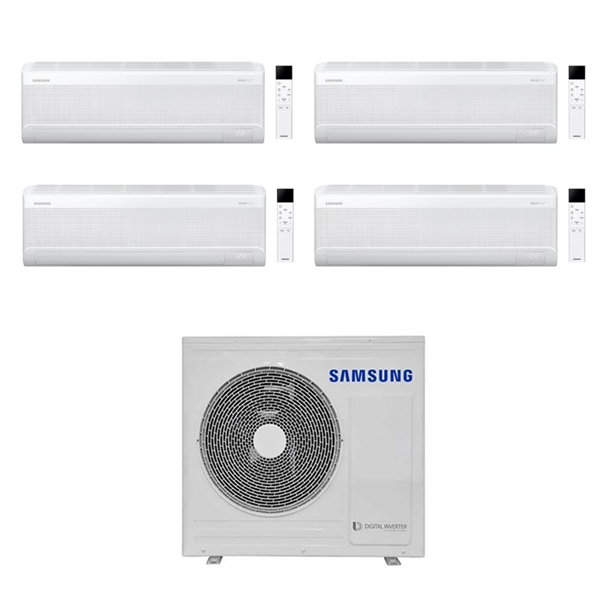 Immagine di Samsung WINDFREE AVANT S2 Climatizzatore a parete quadri split inverter Wi-Fi bianco | unità esterna R32 8 kW unità interne 7000+7000+7000+18000 BTU AJ080TXJ4KG/EU+AR70F[07|07|07|18]C1AWNEU