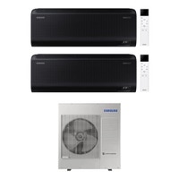 Immagine di Samsung WINDFREE BLACK Climatizzatore a parete dual split inverter Wi-Fi nero | unità esterna R32 10 kW unità interne 7000+7000 BTU AJ100TXJ5KG/EU+AR70F[07|07]C1ABNEU