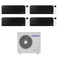 Immagine di Samsung WINDFREE BLACK Climatizzatore a parete quadri split inverter Wi-Fi nero | unità esterna R32 8 kW unità interne 7000+7000+7000+7000 BTU AJ080TXJ4KG/EU+AR70F[07|07|07|07]C1ABNEU