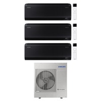 Immagine di Samsung WINDFREE BLACK Climatizzatore a parete trial split inverter Wi-Fi nero | unità esterna R32 10 kW unità interne 7000+7000+9000 BTU AJ100TXJ5KG/EU+AR70F[07|07|09]C1ABNEU