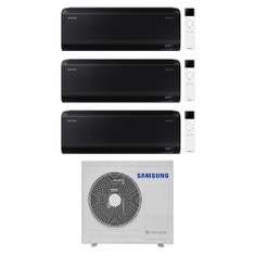 Immagine di Samsung WINDFREE BLACK Climatizzatore a parete trial split inverter Wi-Fi nero | unità esterna R32 8 kW unità interne 7000+7000+7000 BTU AJ080TXJ4KG/EU+AR70F[07|07|07]C1ABNEU