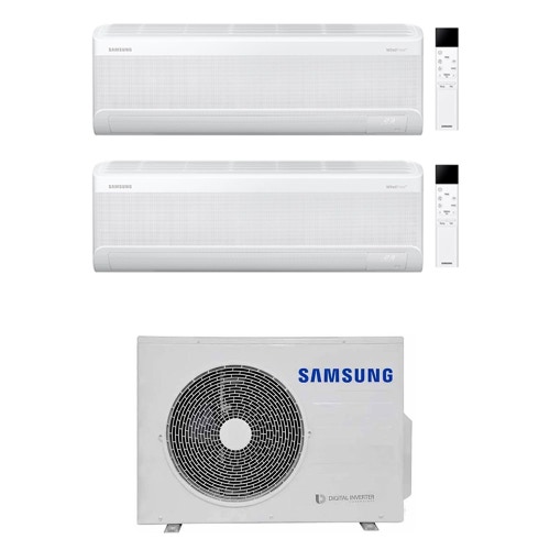 Immagine di Samsung WINDFREE ELITE S2 Climatizzatore a parete dual split inverter Wi-Fi bianco | unità esterna R32 5.2 kW unità interne 9000+12000 BTU AJ052TXJ3KG/EU+AR70F[09|12]CAAWNEU