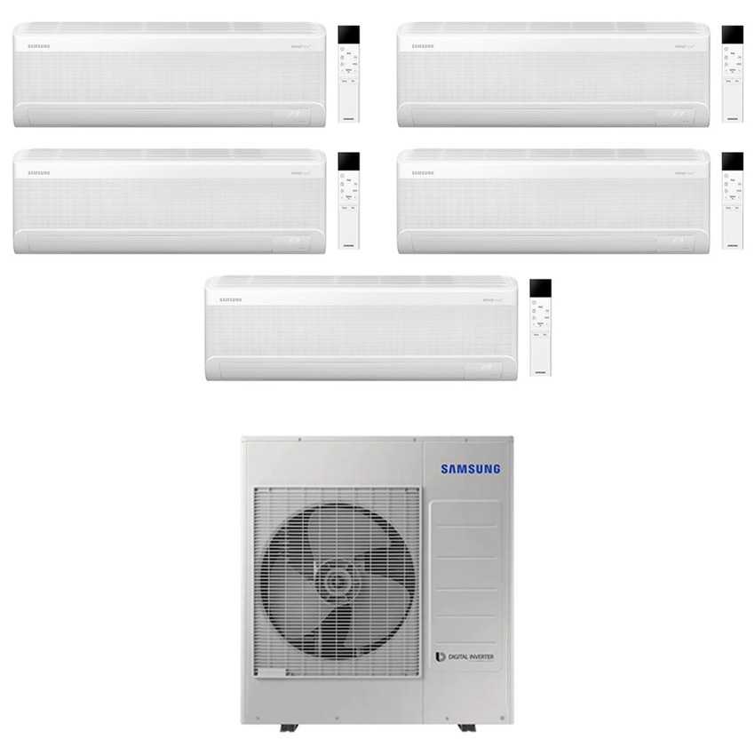 Immagine di Samsung WINDFREE ELITE S2 Climatizzatore a parete penta split inverter Wi-Fi bianco | unità esterna R32 10 kW unità interne 7000+7000+7000+7000+7000 BTU AJ100TXJ5KG/EU+AR70F[07|07|07|07|07]CAAWNEU