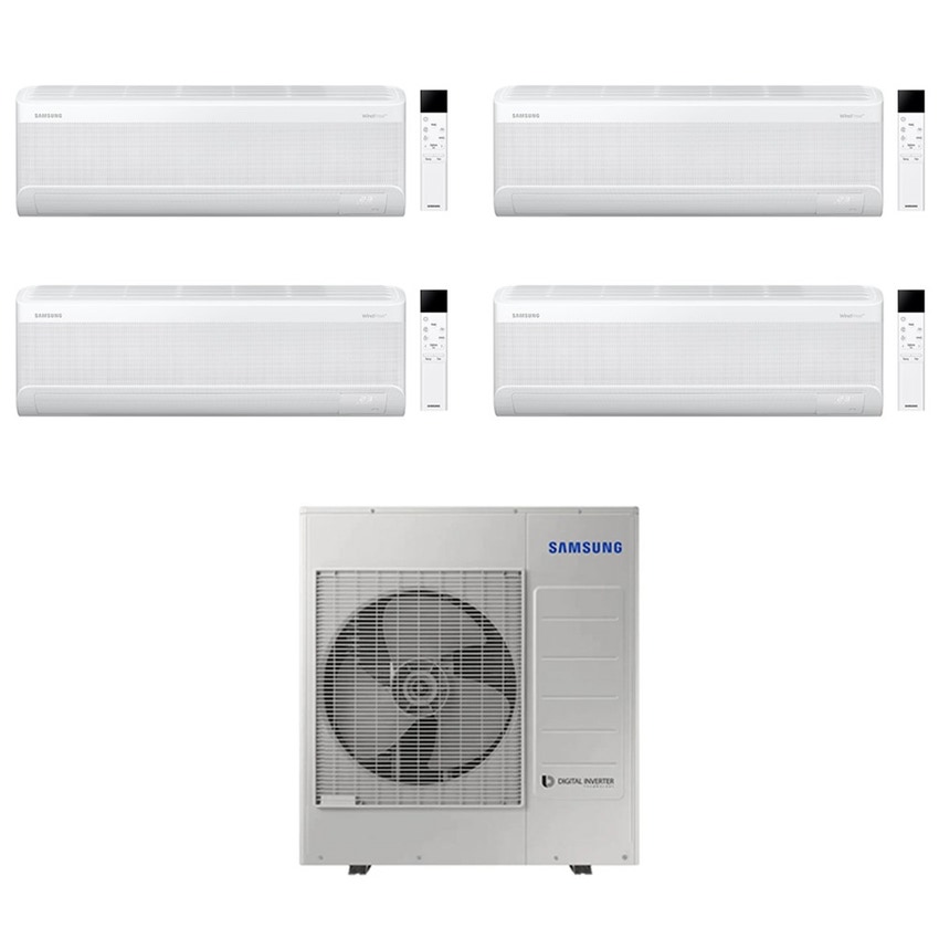 Immagine di Samsung WINDFREE ELITE S2 Climatizzatore a parete quadri split inverter Wi-Fi bianco | unità esterna R32 10 kW unità interne 7000+7000+9000+9000 BTU AJ100TXJ5KG/EU+AR70F[07|07|09|09]CAAWNEU