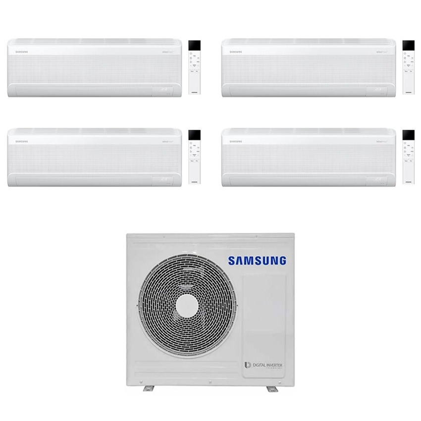 Immagine di Samsung WINDFREE ELITE S2 Climatizzatore a parete quadri split inverter Wi-Fi bianco | unità esterna R32 8 kW unità interne 7000+7000+7000+7000 BTU AJ080TXJ4KG/EU+AR70F[07|07|07|07]CAAWNEU