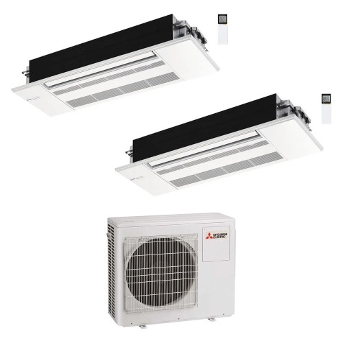 Immagine di Mitsubishi MLZ-KP Cassetta a una via Climatizzatore a cassetta dual split inverter bianco | unità esterna R32 8 kW unità interne 7000+12000 BTU MXZ-4F80VF4+MLZ-KY[20]VG+MLZ-KP[35]VG