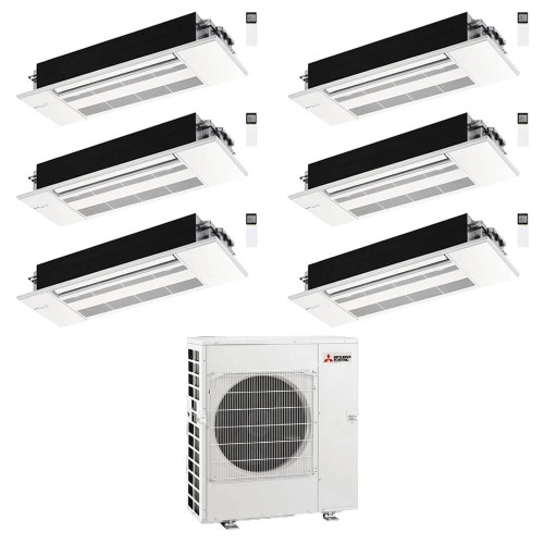 Immagine di Mitsubishi MLZ-KP Cassetta a una via Climatizzatore a cassetta esa split inverter bianco | unità esterna R32 12 kW unità interne 7000+7000+12000+12000+12000+12000 BTU MXZ-6F120VF+MLZ-KY[20|20]VG+MLZ-KP[35|35|35|35]VG