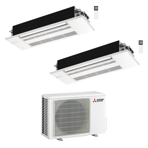 Immagine di Mitsubishi MLZ-KP Cassetta a una via Climatizzatore a cassetta dual split inverter bianco | unità esterna R32 5.3 kW unità interne 7000+12000 BTU MXZ-2F53VF4+MLZ-KY[20]VG+MLZ-KP[35]VG