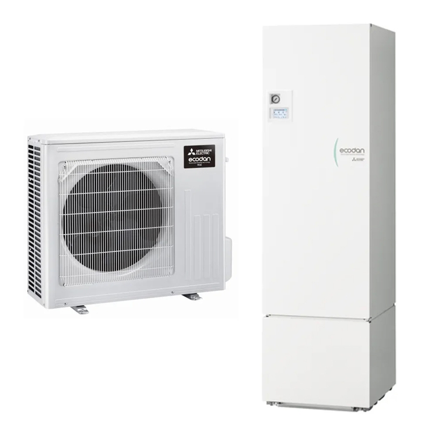 Immagine di Mitsubishi MINISPLIT R32 Sistema idronico composto da pompa di calore Inverter ECODAN 4 kW con HYDROTANK SMALL reversibile 300 litri  SUZ-SWM40VA2+ERST30D-VM2EE