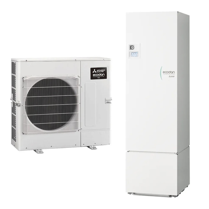 Immagine di Mitsubishi MINISPLIT R32 Sistema idronico composto da pompa di calore Inverter ECODAN 10 kW con HYDROTANK SMALL reversibile 300 litri SUZ-SWM100VA+ERST30D-VM2EE