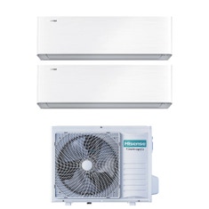 Immagine di Hisense ENERGY PRO X Climatizzatore a parete dual split inverter Wi-Fi bianco | unità esterna R32 5.5 kW unità interne 9000+18000 BTU 3AMW52U4RJC+QH[25]XV3AG+QH[50]BV0AG