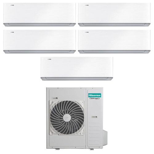 Immagine di Hisense ENERGY PRO X Climatizzatore a parete penta split inverter Wi-Fi bianco | unità esterna R32 12.5 kW unità interne 9000+9000+9000+9000+18000 BTU 5AMW125U4RTA+QH[25|25|25|25]XV3AG+QH[50]BV0AG