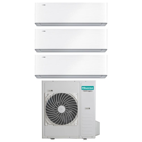 Immagine di Hisense ENERGY PRO X Climatizzatore a parete trial split inverter Wi-Fi bianco | unità esterna R32 12.5 kW unità interne 9000+12000+18000 BTU 5AMW125U4RTA+QH[25|35]XV3AG+QH[50]BV0AG