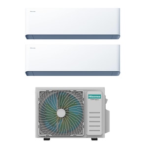 Immagine di Hisense UNI HB Climatizzatore a parete dual split inverter Wi-Fi bianco | unità esterna R32 5 kW unità interne 9000+12000 BTU 2AMW52U4RXC+HB[25|35]XU0AG