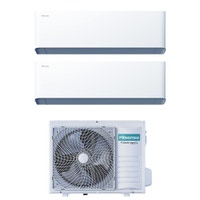 Immagine di Hisense UNI HB Climatizzatore a parete dual split inverter Wi-Fi bianco | unità esterna R32 8 kW unità interne 7000+18000 BTU 4AMW81U4RJC+HB[20]XU0AG+HB[50]BP0AG