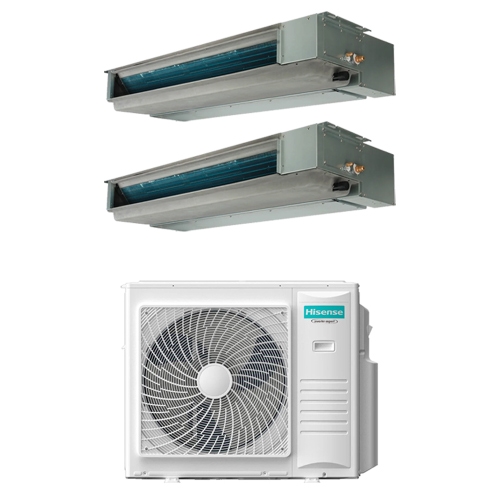 Immagine di Hisense CANALIZZABILE SLIM Climatizzatore canalizzabile dual split inverter Wi-Fi | unità esterna R32 10 kW unità interne 12000+18000 BTU 5AMW105U4RQC+ADT[35]UX4RBL8+ADT[52]UX4RCL8