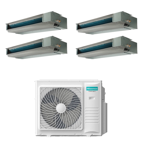 Immagine di Hisense CANALIZZABILE SLIM Climatizzatore canalizzabile quadri split inverter Wi-Fi | unità esterna R32 10 kW unità interne 9000+9000+9000+12000 BTU 5AMW105U4RQC+ADT[26|26|26|35]UX4RBL8