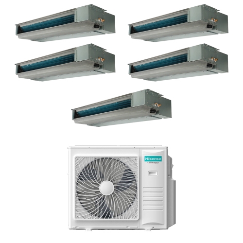Immagine di Hisense CANALIZZABILE SLIM Climatizzatore canalizzabile penta split inverter Wi-Fi | unità esterna R32 10 kW unità interne 9000+9000+9000+9000+18000 BTU 5AMW105U4RQC+ADT[4x26]UX4RBL8+ADT[52]UX4RCL8