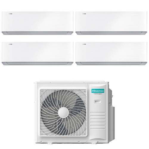 Immagine di Hisense ENERGY PRO X Climatizzatore a parete quadri split inverter Wi-Fi bianco | unità esterna R32 10 kW unità interne 9000+9000+12000+12000 BTU 5AMW105U4RQC+QH[25|25|35|35]XV3AG