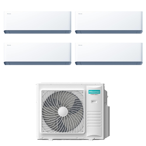 Immagine di Hisense UNI HB Climatizzatore a parete quadri split inverter Wi-Fi bianco | unità esterna R32 10 kW unità interne 7000+7000+7000+9000 BTU 5AMW105U4RQC+HB[20|20|20|25]XU0AG