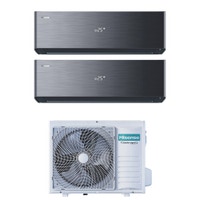 Immagine di Hisense ENERGY PRO X Climatizzatore a parete dual split inverter Wi-Fi nero | unità esterna R32 8 kW unità interne 9000+18000 BTU 4AMW81U4RJC+QH[25]XV4BG+QH[50]BV0BG