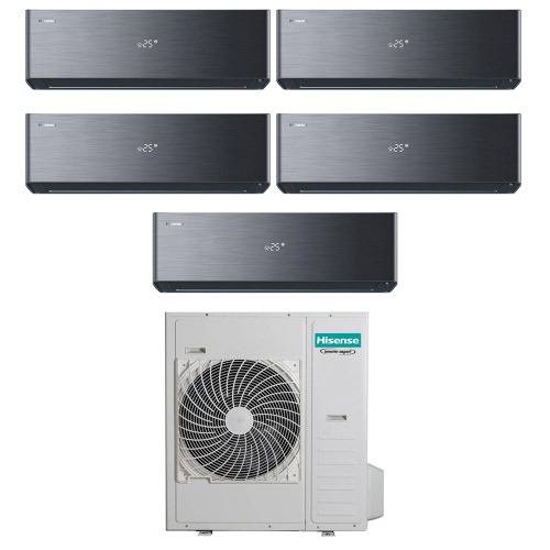 Immagine di Hisense ENERGY PRO X Climatizzatore a parete penta split inverter Wi-Fi nero | unità esterna R32 12.5 kW unità interne 9000+9000+12000+12000+12000 BTU 5AMW125U4RTA+QH[25|25|35|35|35]XV4BG