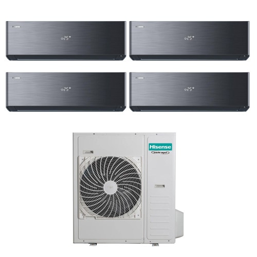 Immagine di Hisense ENERGY PRO X Climatizzatore a parete quadri split inverter Wi-Fi nero | unità esterna R32 12.5 kW unità interne 9000+12000+12000+18000 BTU 5AMW125U4RTA+QH[25|35|35]XV4BG+QH[50]BV0BG