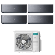 Immagine di Hisense ENERGY PRO X Climatizzatore a parete quadri split inverter Wi-Fi nero | unità esterna R32 10 kW unità interne 9000+9000+12000+18000 BTU 5AMW105U4RQC+QH[25|25|35]XV4BG+QH[50]BV0BG